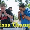 Pizza eating winners Kirk Taylor and Fred Olivas